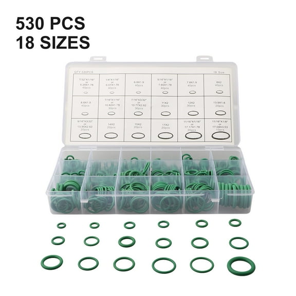 530-Piece Automotive O-Ring Seal Kit For R134a Air Conditioning Systems,Heat-Resistant Rubber Gaskets,18 Sizes With Storage Box