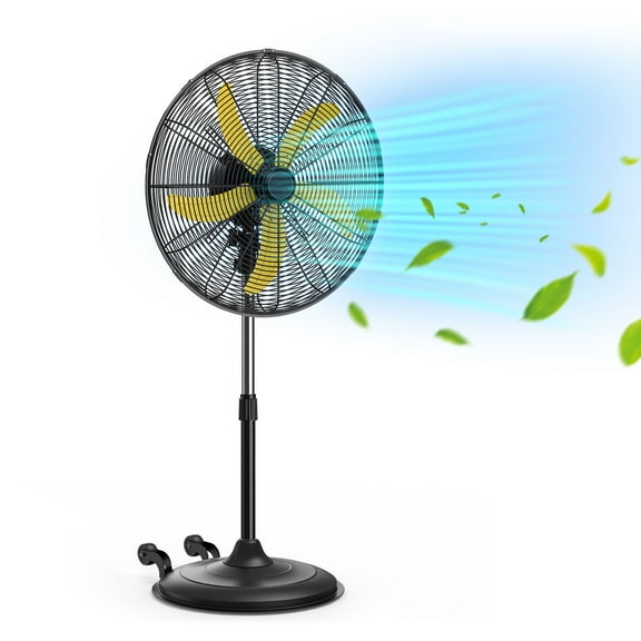 5300 CFM 20" High Velocity Oscillating Pedestal Fan, 3-Speed Professional Standing Fan, for Commercial, Warehouse, Garage, UL Listed