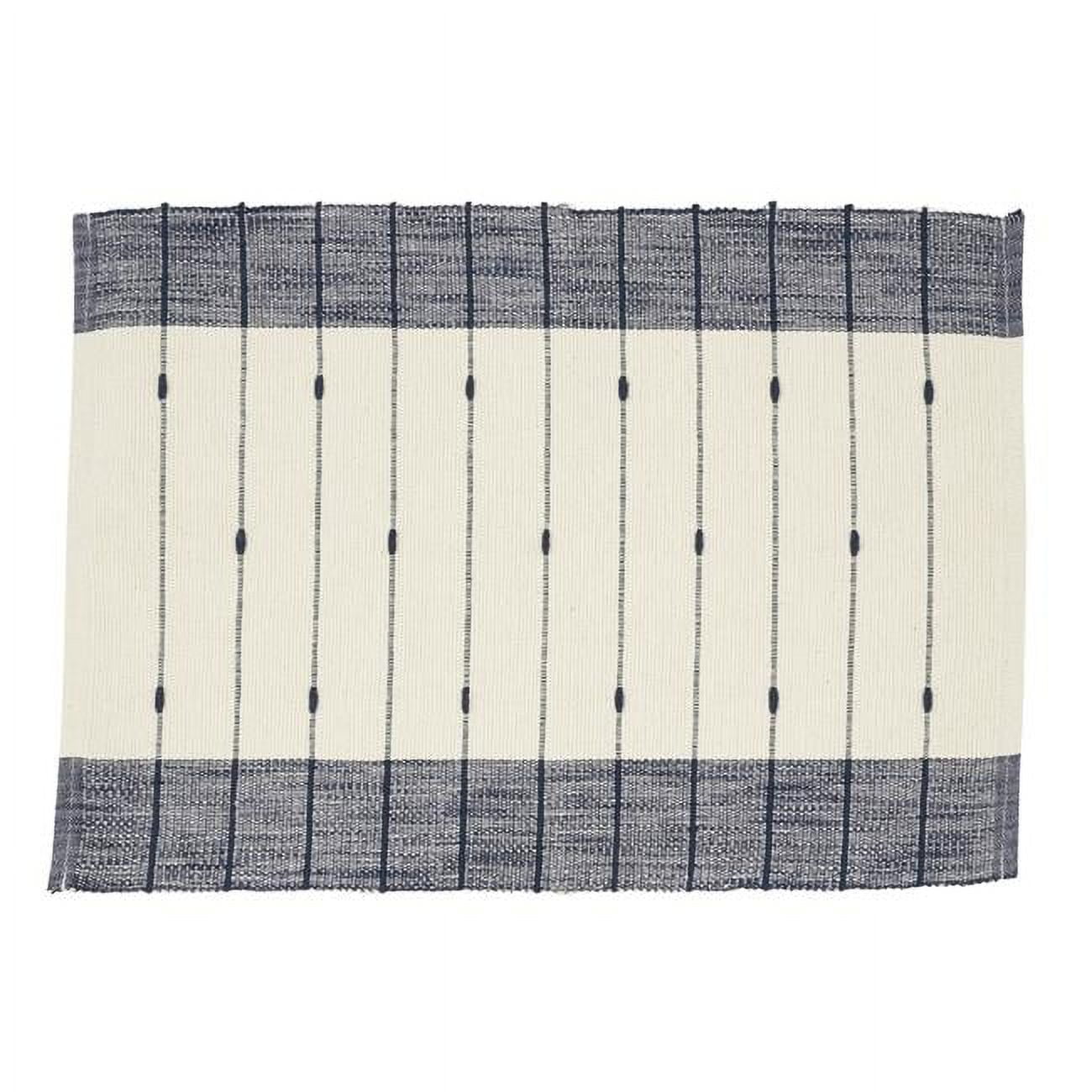 Scandinavian Cream and Navy Cotton Striped Placemats, Set of 8