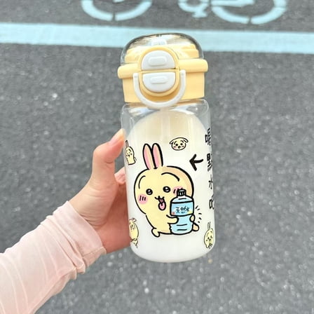 530ML Chiikawa Cartoon Plastic Cup Portable  Water Bottle with Straw Large Capacity Water Cup Summer Jugs