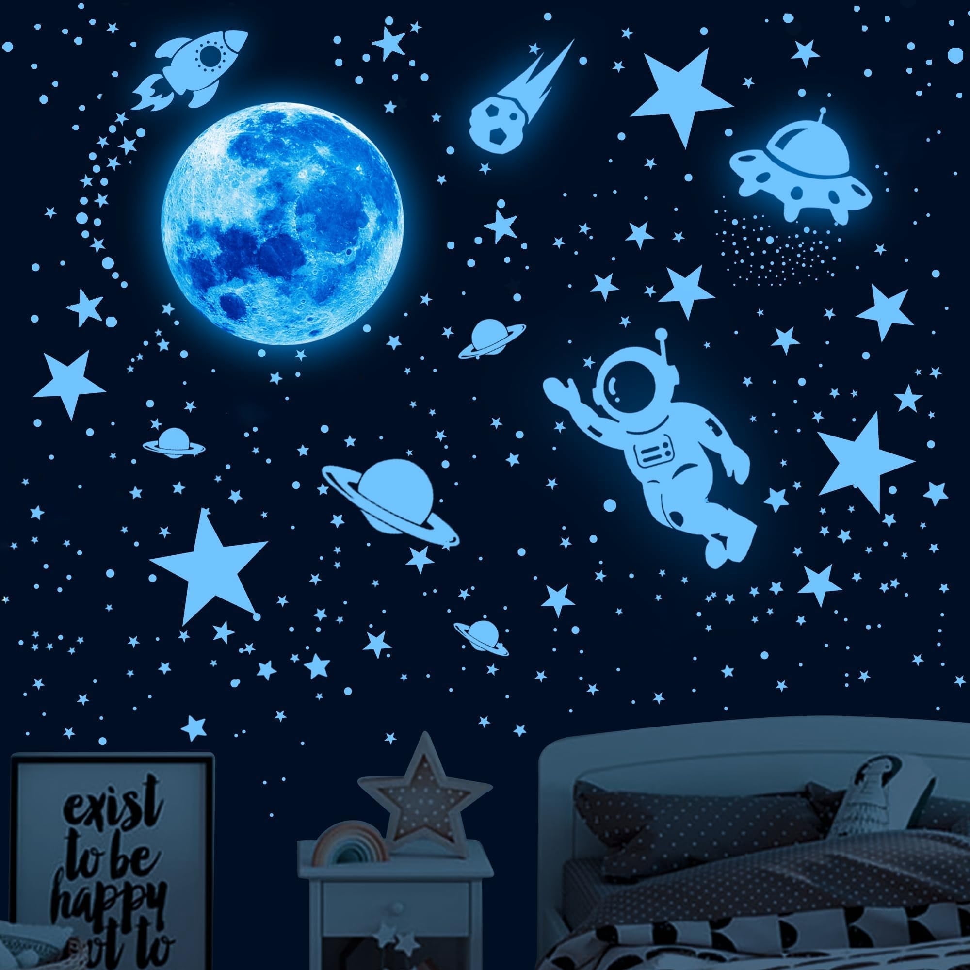 Neasyth Glow in The Dark Stars and Moon 530PCS Space Wall Decals for ...