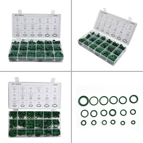 530Pcs Rubber O-Ring Washer Seal Assortment Set Kit Gasket HNBR A/C Green