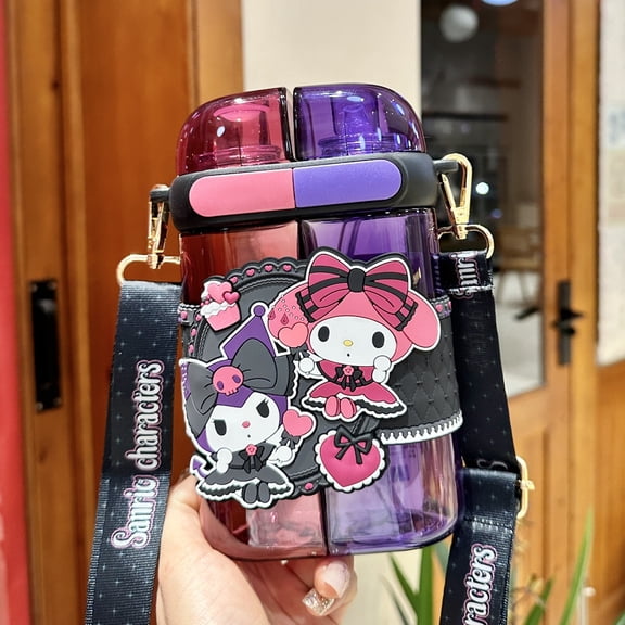 530ml/780ml Cartoon Kuromi CNMR My MLD Water Cup Food-grade Material Double Drinking Cup 640ml Double Storage&double Drinking Cup Portable Water Bottle