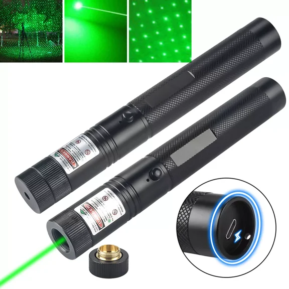 532nm USB Rechargeable Green Laser Pointer Pen Astronomy Visible Beam Light Pen 2PK