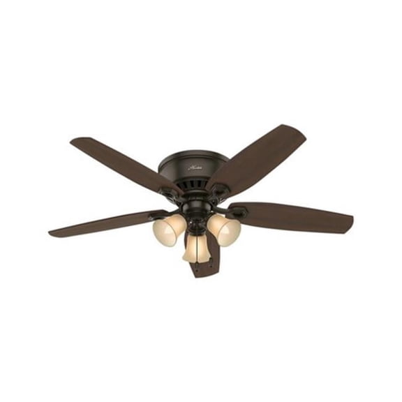 53327 Builder Low Profile Ceiling Fan - New Bronze - 52 in. - Indoor Use - WhisperQuiet Technology