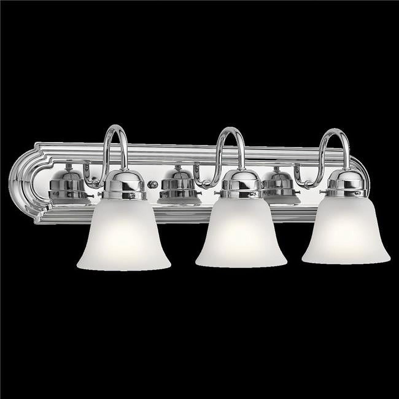 Classic 24" Chrome Vanity Light with Satin Etched Glass