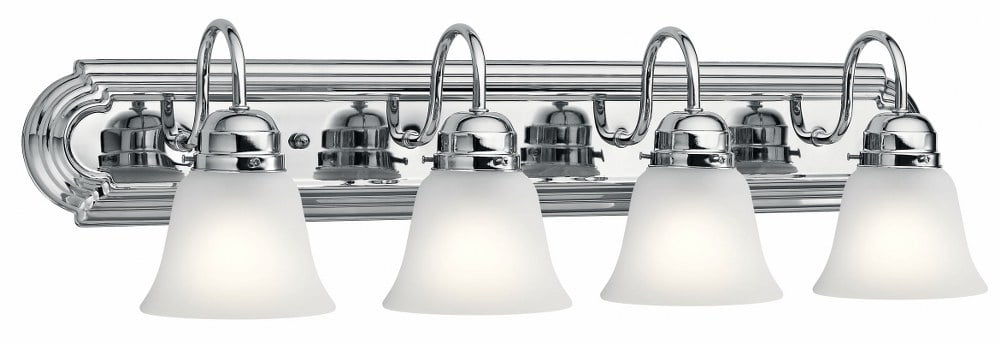 Traditional 30" Chrome 4-Light Vanity with Satin Etched Glass