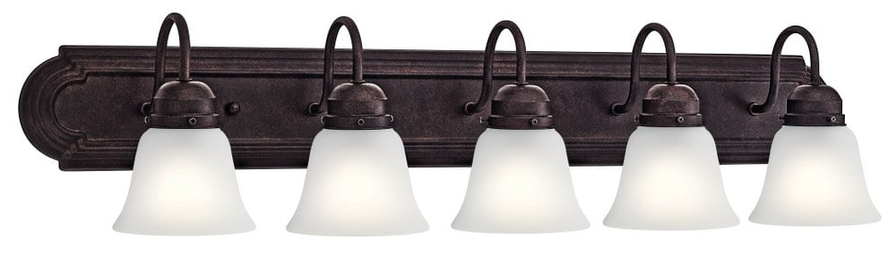 Tannery Bronze 5-Light Vanity with Satin Etched Glass