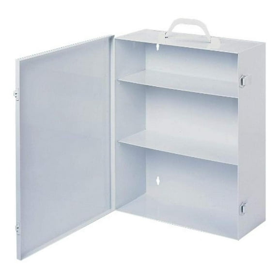 534-43 White Cold Rolled Steel 9FX Industrial Empty First Aid Cabinet, 15" Width x 16-5/32" Height x 5-9/16" Depth, 3 Shelves