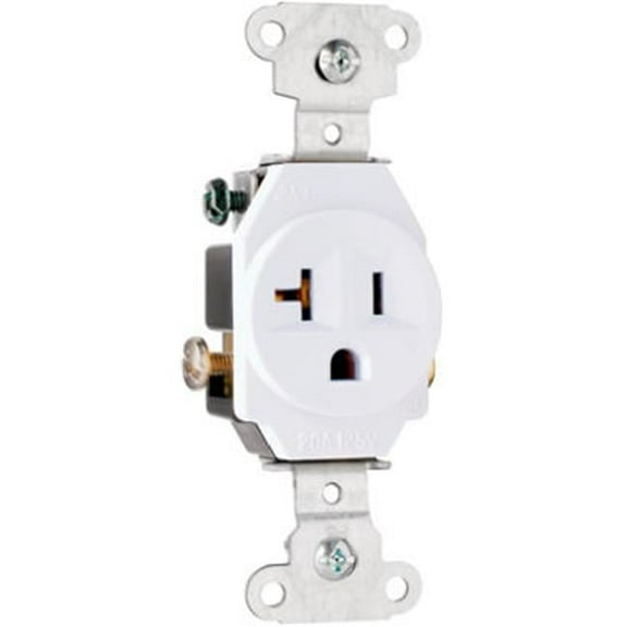 5351WCC8 20A 125V 2 Pole, 3 Wire Grounding Heavy Duty Single Outlet, White