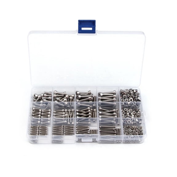 535PCS M2/M3/M4 Head Hex Socket Round CylinderScrew Bolt Nut 304 Stainless Steel Assortment Kit Fastener Hardware