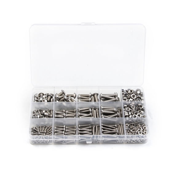 535pcs Head Hex Socket Round Cylinder M3/M4/M5 Screw Bolt Nut 304 Stainless Steel Assortment Kit Fastener Hardware with Box