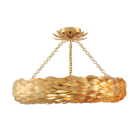 536-GA_CEILING-Crystorama Lighting-Broche - 6 Light Flush Mount-5 Inches Tall and 24 Inches Wide-Antique Gold Finish