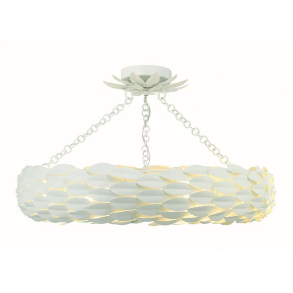 536-MT_CEILING Crystorama Lighting Broche - 6 Light Flush Mount-5 Inches Tall and 24 Inches Wide-Matte White Finish