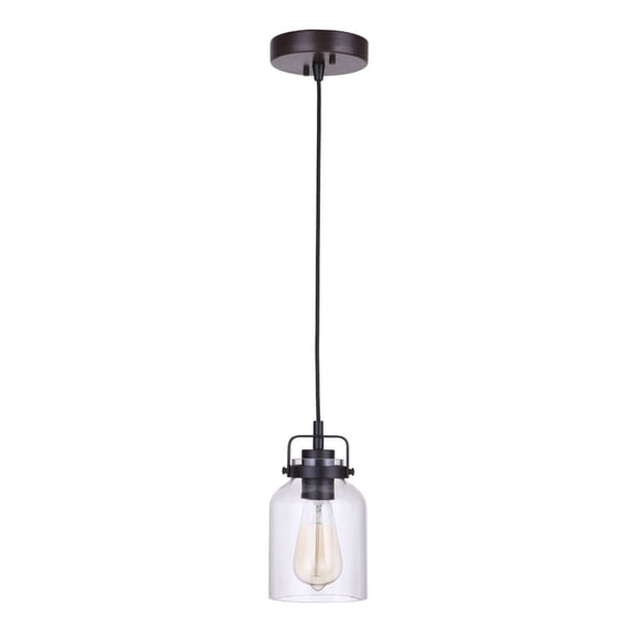 53691-FBDT-Craftmade Lighting-Foxwood - One Light Mini Pendant-Flat Black/Dark Teak Finish    -Traditional Installation
