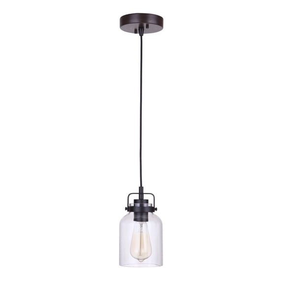 53691-FBDT-Craftmade Lighting-Foxwood - One Light Mini Pendant-Flat Black/Dark Teak Finish -Traditional Installation