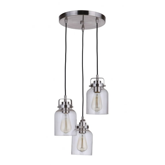 53692-BNK-Craftmade Lighting-Foxwood - Three Light Pendant - 11.88 inches wide by 34 inches high-Brushed Polished Nickel Finish