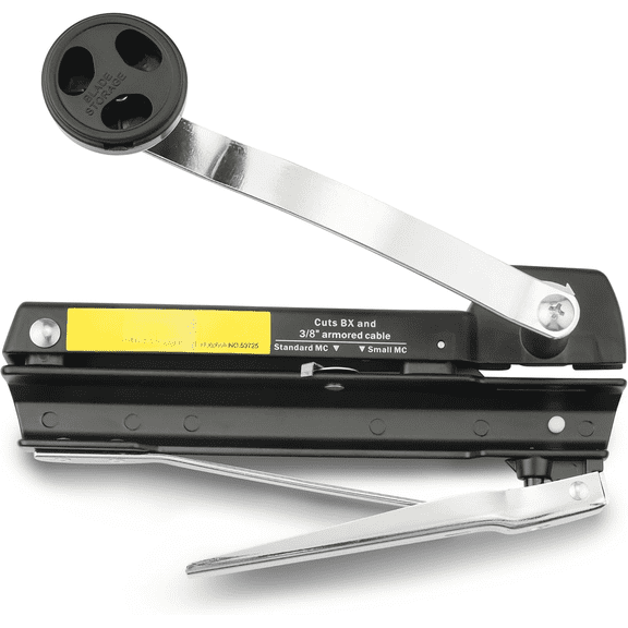 53725 Armored and BX Cable Cutter, Easy-Assembly MC Cable Cutter with Durable Blade 2.0, Cuts 3/16" to 3/8" Armored Cable-BX-AC-MC-Greenfield, With Blades Storage