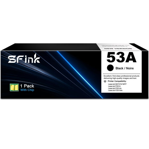 53A Toner Cartridges Compatible for HP (1-Pack Black) 53A Q7553A for LaserJet P2014 P2015 Series; LaserJet M2727 MFP Series Printer