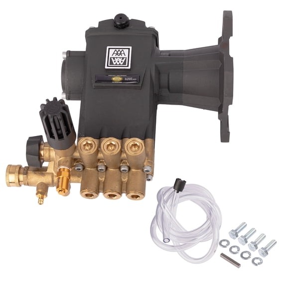 53BRD35 AAA Horizontal Triplex Plunger Replacement Pressure Washer Pump Kit 4000 PSI, 3.5 GPM, 1" Shaft, Includes Pump Mounting Hardware and Chemical Siphon Tube with Filter from Simpson Cleaning