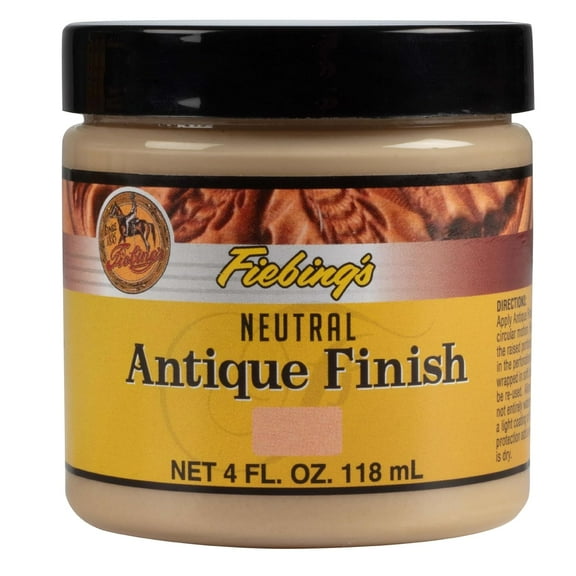 Fiebing's Antique Finish (4 oz) - Two-Toned Effect Emphasizes Leathercraft Embossing - Antiquing & Restoration Paste for Contrasted Accent Finish on Leather Boot, Shoe, Purse, Belt (Neutral)