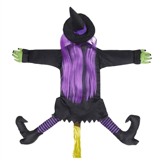 53Inch Crashing Witch Halloween Decorations, Into Tree, Crashed Props for Porch