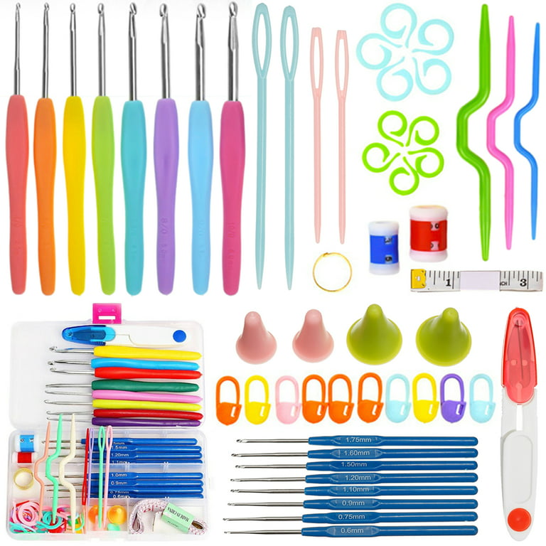53pcs Crochet Hooks Set Stainless Steel Handmade Needles Stitches Sewing Knitting Accessories DIY Stitch Markers Kit for Crocheting-Yarn Needle