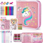 53PCS Fruit Scented Markers Set - Art Coloring Drawing Kits for Kids with Unicorn Pencil Case, Art Supplies for Kids Ages 4 6 8,Stationary Set Pencil,Crayon&Markers Stuff,Birthday Gifts Toys for Girls