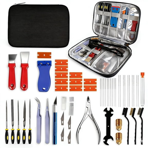 53Pcs 3D Printer Tool Kit,3D Printing Accessories Includes Nozzle Cleaning Kit,Deburring Tool,Scraper,Storage Bag,Suitable for Print Cleaning, Removing, Finishing