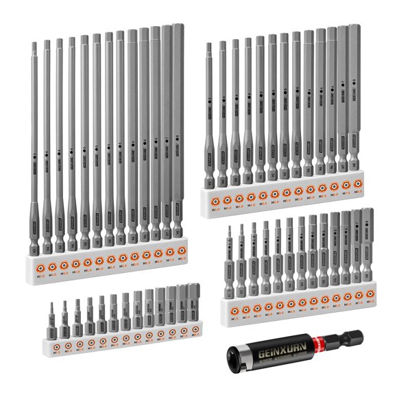 53Pieces Fixedge Screwdriver bit Set,6 inches Mixed Hex Magnetic Alloy Steel Insert Power Bits Tips with Storage Organizer for Home Repair