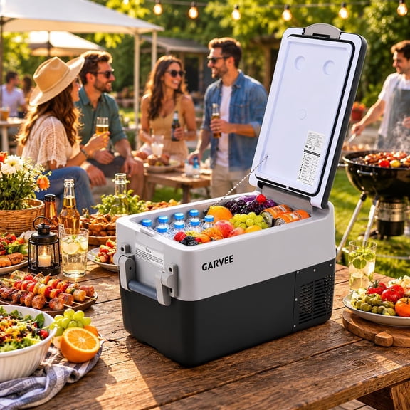 53QT 12V Portable Refrigerator, Dual Zone Car Fridge Freezer with App Control & AC/DC Power for Camping, RV, Truck, Fishing & Home