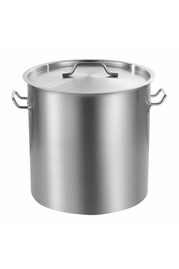 53QT Stainless Steel Stockpot - Large Capacity Kitchen Pot with Lid & Handle - Heavy Duty Cooking Pot for Stewing, Soup, Fry - Restaurant & Home Use
