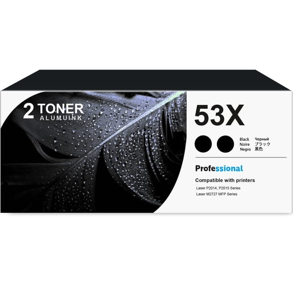 53X Q7553X Toner Cartridge Black 2-Pack Compatible for 53X Q7553X Toner Cartridges for Laser P2014, P2015 Series; Laser M2727 MFP Series Printer