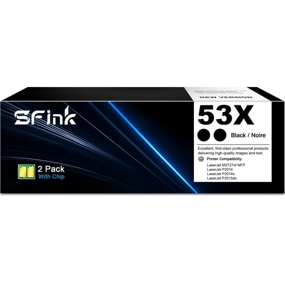 53X Toner Cartridges Compatible for HP 53X Q7553X for LaserJet P2014 P2015 Series; LaserJet M2727 MFP Series Printer ( 2 Pack Black)