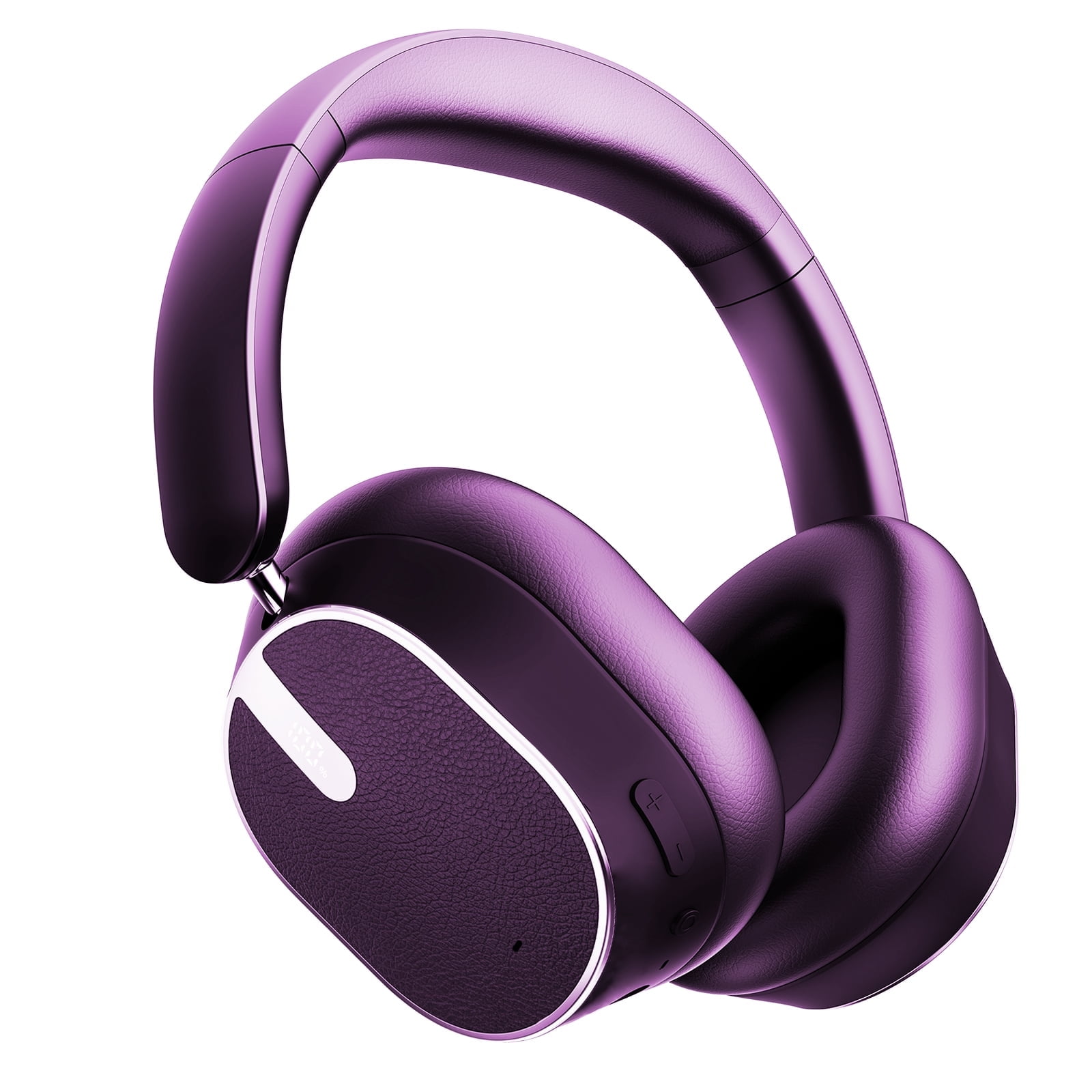 -53dB Hybrid Active Noise Cancellation Bluetooth Headphones 5.4, Transparent Modes, 50H Playtime with LED Display, Deep Bass, Clear Call, Comfort Fit Over Ear Headphones for Travel Office PC Purple
