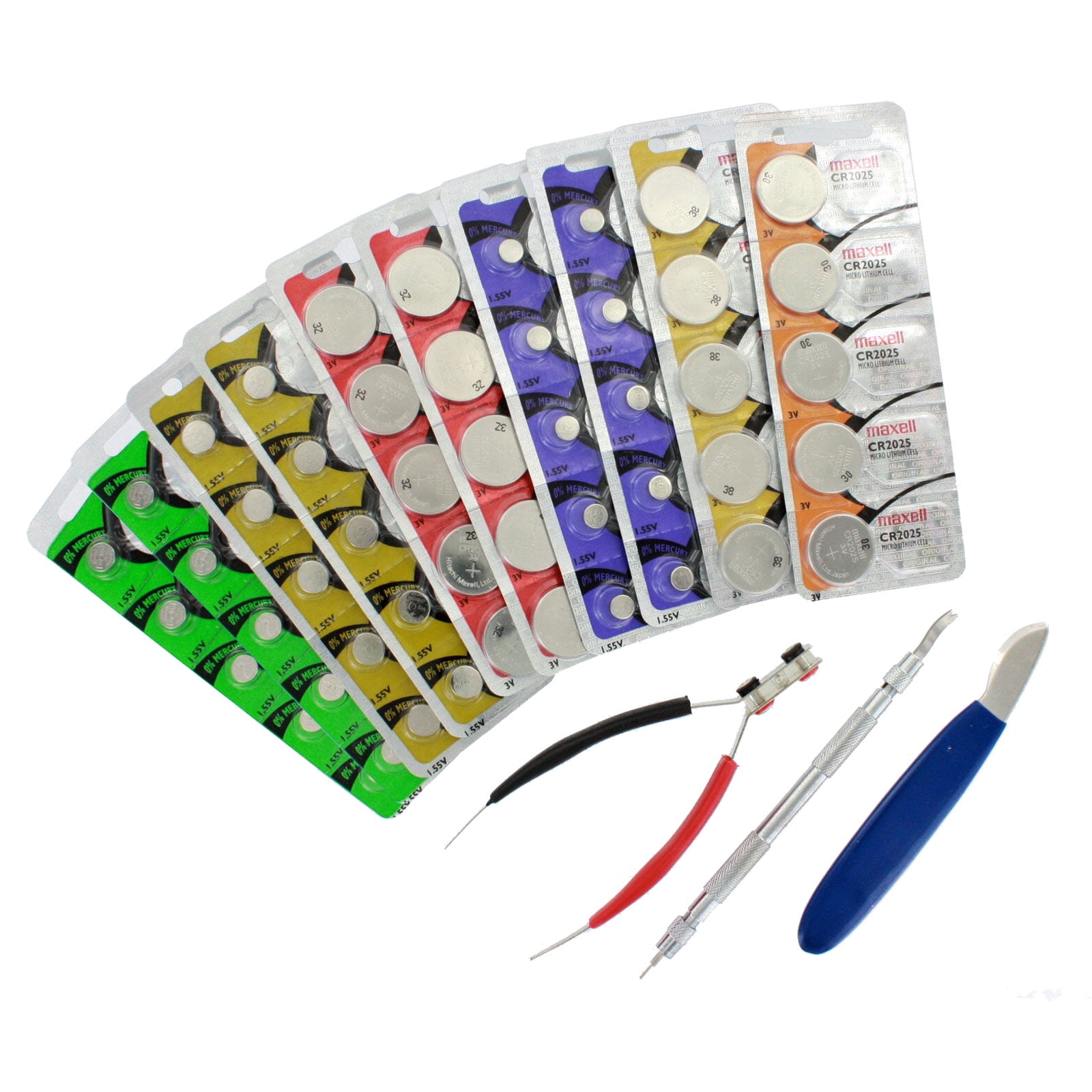 53pc Maxell Watch Battery Kit 0 MERCURY, Assorted Batteries w/ 3 Bonus