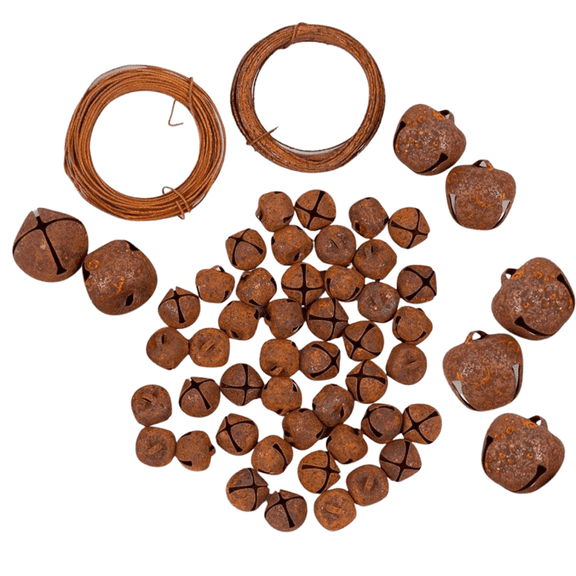 53pc Rusty Wire and Bells Assortment - Christmas and Rustic Everyday Decor - Factory Direct Craft