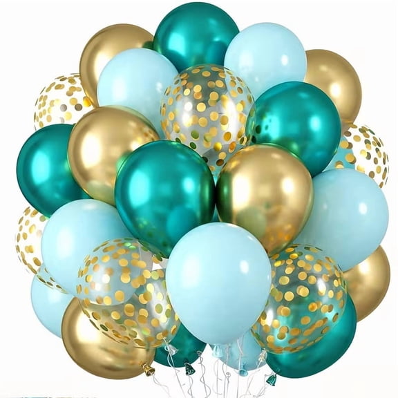 53pcs Blue and Gold Metallic Balloon Set - Durable Latex Balloons for Stunning Party Decorations