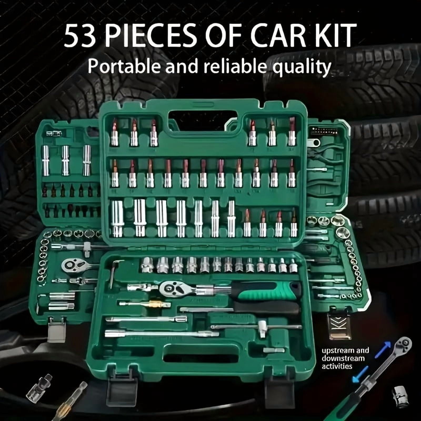 53pcs Mechanic Tool Set, Ratchet Wrench Set, Torque Wrench, MechanicTool Kits For Auto Parts Repair And Household Mechanical Tool Kit, For Car Bike Rep