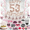 thumbnail image 1 of 53rd Birthday Decorations Birthday Party Supplies Fifty three Birthday Banner Rose Gold Confetti Balloons her photo 53 Bday Cake Topper, 1 of 4