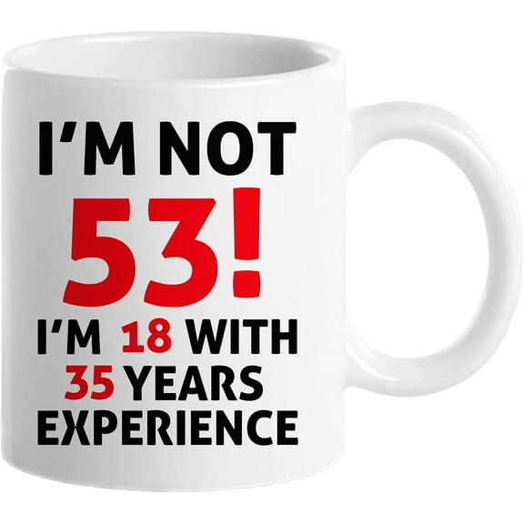 53rd Birthday Gifts for Men, Funny 53 Year Old Gift Coffee Mug, 1968 53rd Birthday Mugs for Him, Dad, Uncle, Husband, Brother, Grandpa, Friend, 11 oz Tea Cup I'm NOT 53