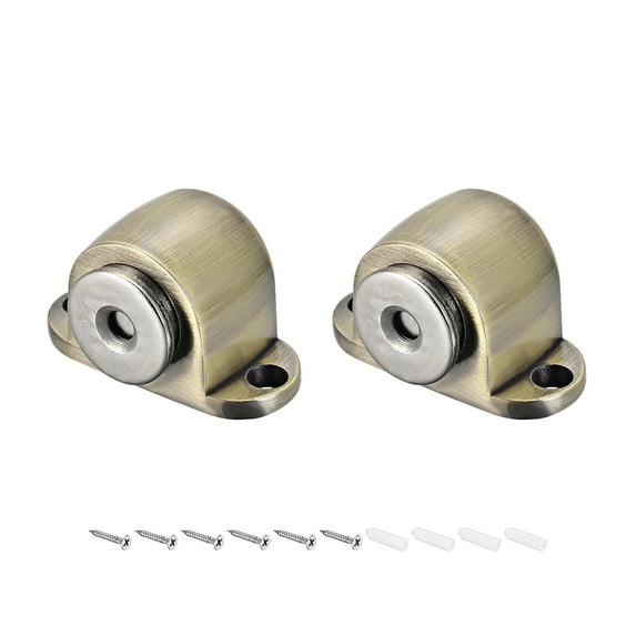 53x33x31mm Magnetic Door Stop Catch Zinc Alloy Brushed Bronze Tone 2 Pack