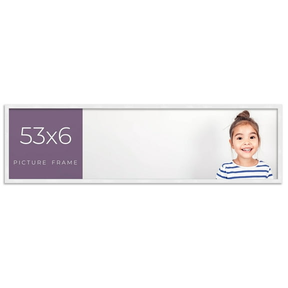 53x6 Frame White Real Wood Picture Frame Width 0.75 inches | Interior Frame Depth 0.5 inches |