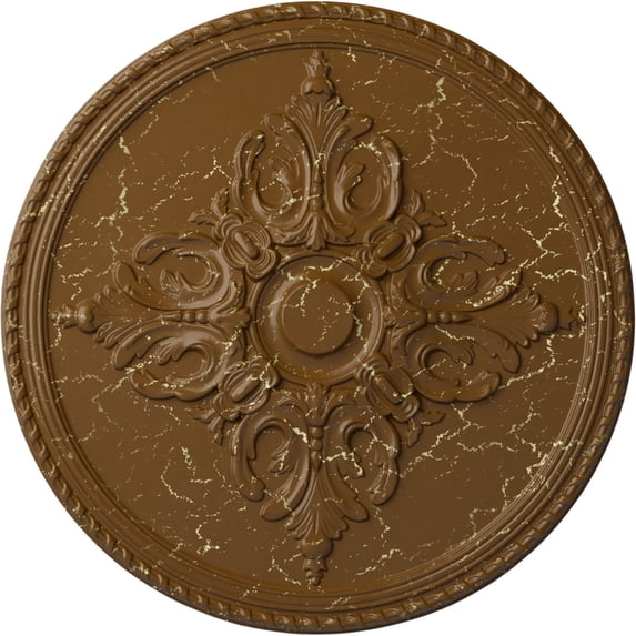 54 1/4"OD x 2 7/8"P Milton Ceiling Medallion (Fits Canopies up to 10 1/2"), Hand-Painted Smokey Topaz Crackle