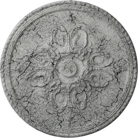 54 1/4"OD x 2 7/8"P Milton Ceiling Medallion (Fits Canopies up to 10 1/2"), Hand-Painted Ultra Pure White Crackle