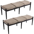 thumbnail image 1 of 54.25" Modern Ottoman Benchs Set of 2 Upholstered Linen Bedroom End of Bed Bench Boho Bench Long Seating Bench Entryway Stool with Wood Legs for Living Room/Foyer, Khaki, 1 of 13