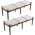 thumbnail image 1 of 54.25" Modern Ottoman Benchs Set of 2 Upholstered Sherpa Bedroom End of Bed Bench Boho Bench Long Seating Bench Entryway Stool with Wood Legs for Living Room/Foyer, Beige, 1 of 7