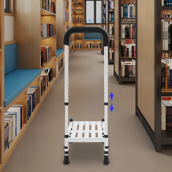 54*29*89-99cm Step Stool with Handle, Adult Ramp with Handrail, Metal Stepping Stool for Homes, Libraries