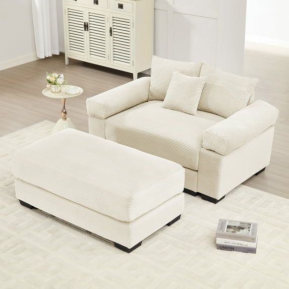 54.3" Oversized Accent Chair, Corduroy Armchair, 24in Extra Deep Seats, Modern Lounge Upholstered Reading Chair for Living Room & Bedroom