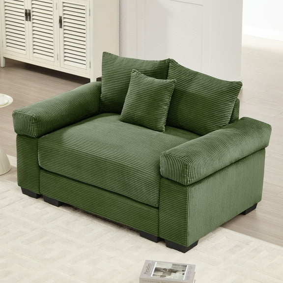 54.3" Oversized Cloud Modular Sectional Couch, Extra-Thick Armrests, Good Resilience Cushions, Ergonomic Design, Premium Comfortable Textured Fabric, Easy Assembly for Living Rooms, Study, Green